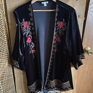 Floral Embroidered Black Cardigan